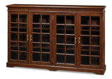 Carmel-By-The-Sea Walnut Bookcase With Glass Doors Sideboards LOOMLAN By Sarreid