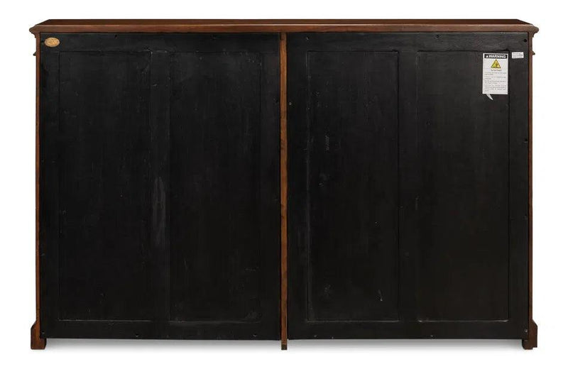 Carmel-By-The-Sea Walnut Bookcase With Glass Doors Sideboards LOOMLAN By Sarreid