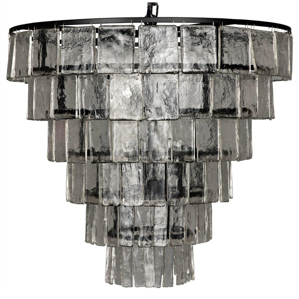 Carnegie Metal and Glass Large Chandelier Chandeliers LOOMLAN By Noir