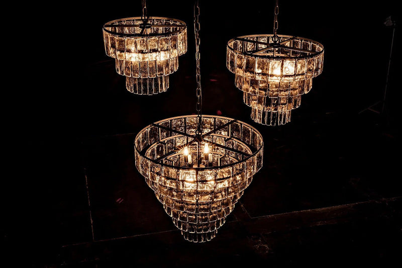 Carnegie Metal and Glass Large Chandelier Chandeliers LOOMLAN By Noir