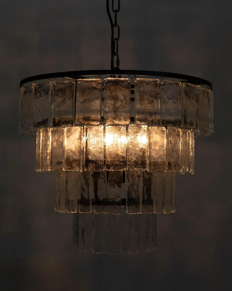 Carnegie Metal and Glass Medium Chandelier Chandeliers LOOMLAN By Noir