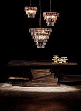 Carnegie Metal and Glass Medium Chandelier Chandeliers LOOMLAN By Noir