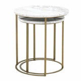 Carrera Round Nesting Accent Table White Marble Side Tables LOOMLAN By Essentials For Living