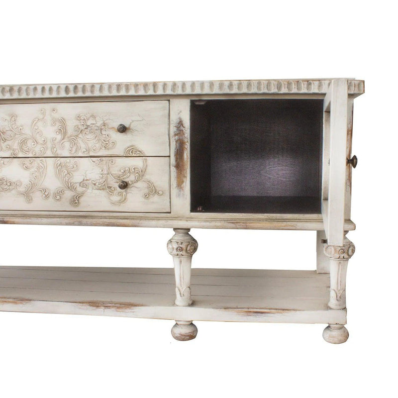 Carved Distressed White Buffet Bianca Sideboards LOOMLAN By Peninsula Home