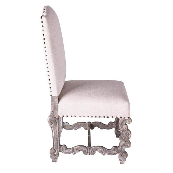 Carved Distressed White Dining Chair Bianca, Loop Cotton Dining Chairs LOOMLAN By Peninsula Home