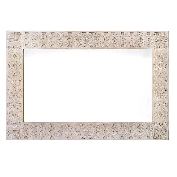 Carved Lace Palladino Solid Wood Horizontal Mirror Wall Mirrors LOOMLAN By LOOMLAN