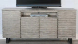 Carved Wood TV Stand with Soundbar and Doors TV Stands & Media Centers LOOMLAN By Sunny D