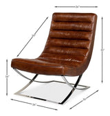 Cassino Leather Slipper Chair Lounge Accent Chairs LOOMLAN By Sarreid