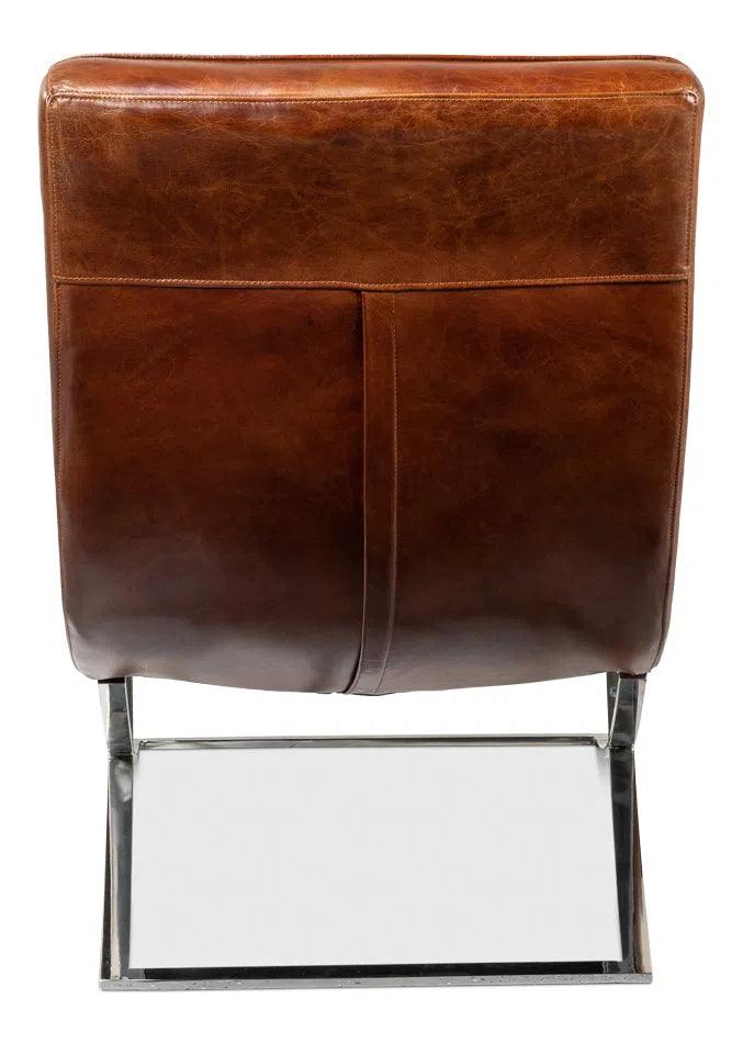 Cassino Leather Slipper Chair Lounge Accent Chairs LOOMLAN By Sarreid