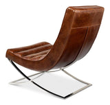 Cassino Leather Slipper Chair Lounge Accent Chairs LOOMLAN By Sarreid