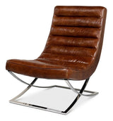 Cassino Leather Slipper Chair Lounge Accent Chairs LOOMLAN By Sarreid