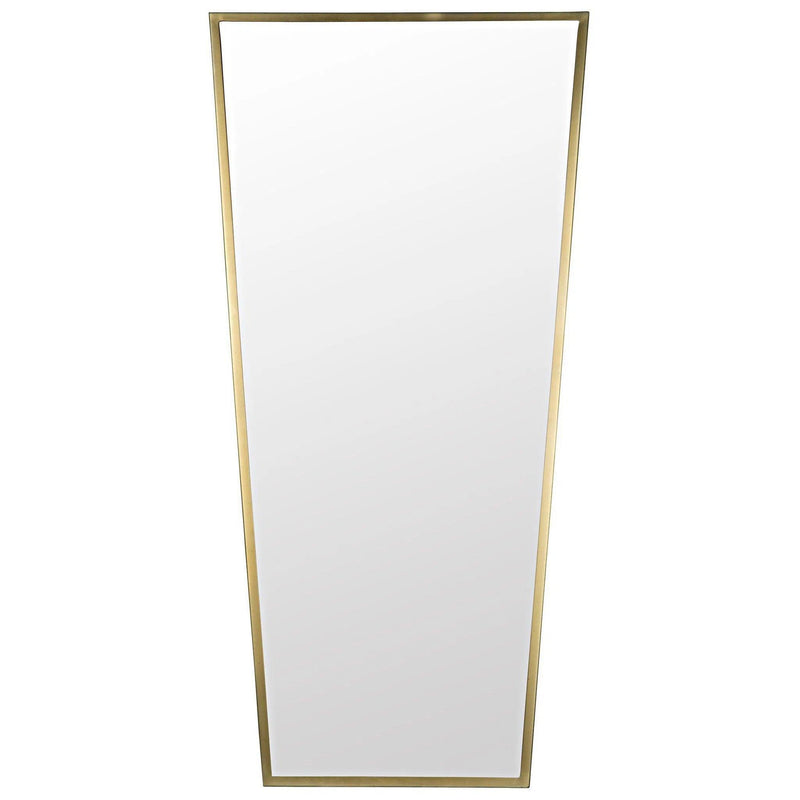 Cassio Steel Vertical Mirror With Brass Finish Wall Mirrors LOOMLAN By Noir