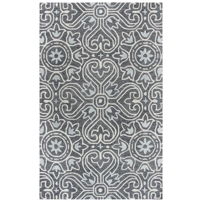 Cast Medallion Gray Large Area Rugs For Living Room Area Rugs LOOMLAN By LOOMLAN