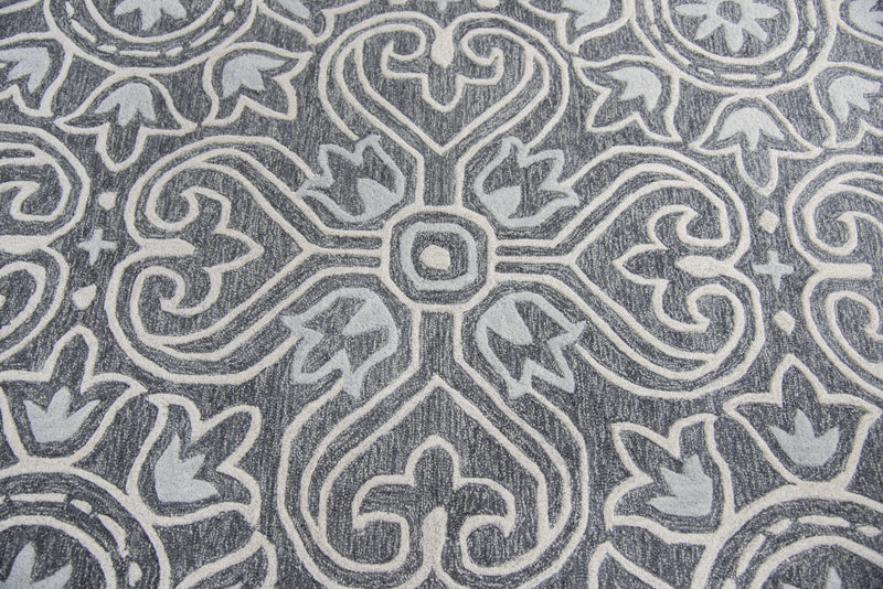 Cast Medallion Gray Large Area Rugs For Living Room Area Rugs LOOMLAN By LOOMLAN