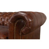 Castered Chesterfield Leather Sofa 89" Sofas & Loveseats LOOMLAN By Sarreid