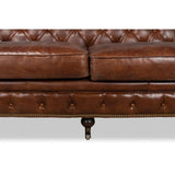 Castered Chesterfield Leather Sofa 89" Sofas & Loveseats LOOMLAN By Sarreid