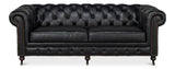 Castered Chesterfield Wood Onyx Black Sofa Sofas & Loveseats LOOMLAN By Sarreid