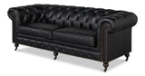 Castered Chesterfield Wood Onyx Black Sofa Sofas & Loveseats LOOMLAN By Sarreid