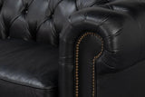 Castered Chesterfield Wood Onyx Black Sofa Sofas & Loveseats LOOMLAN By Sarreid