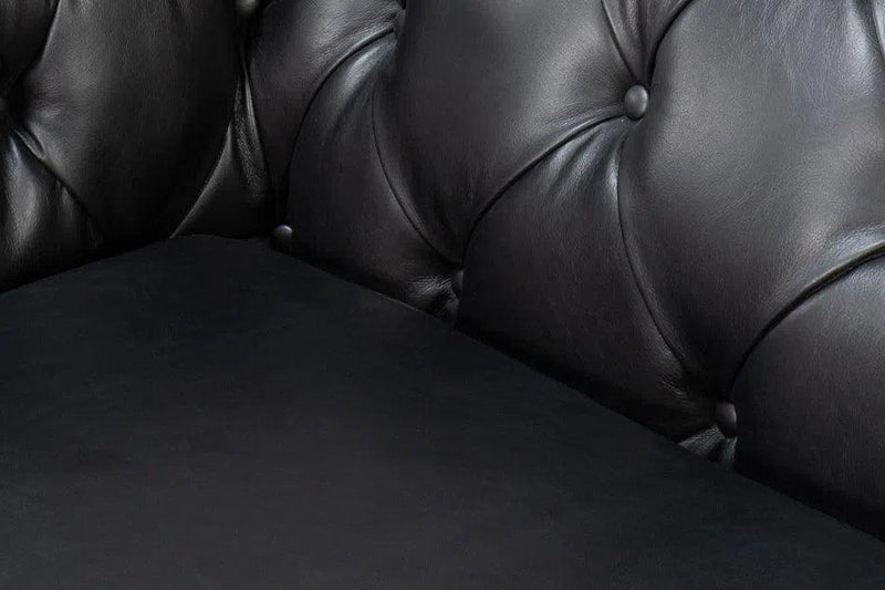 Castered Chesterfield Wood Onyx Black Sofa Sofas & Loveseats LOOMLAN By Sarreid