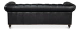 Castered Chesterfield Wood Onyx Black Sofa Sofas & Loveseats LOOMLAN By Sarreid