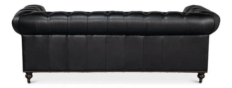 Castered Chesterfield Wood Onyx Black Sofa Sofas & Loveseats LOOMLAN By Sarreid