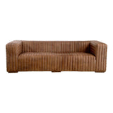 Castle Top-Grain Leather and Solid Pine Brown Sofa Sofas & Loveseats LOOMLAN By Moe's Home