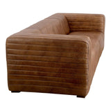 Castle Top-Grain Leather and Solid Pine Brown Sofa Sofas & Loveseats LOOMLAN By Moe's Home