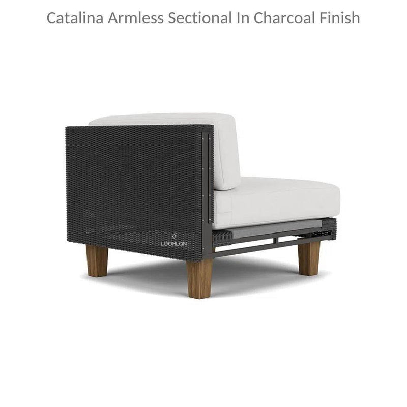 Catalina Armless Sectional Component All Weather Wicker & Teak Outdoor Modulars LOOMLAN By Lloyd Flanders