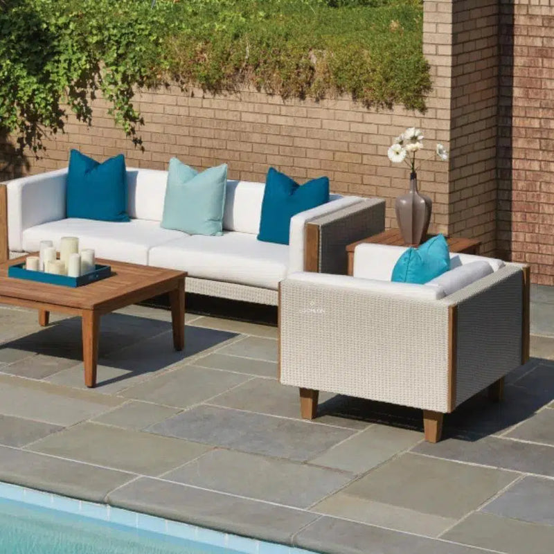 Catalina Armless Sectional Component All Weather Wicker & Teak Outdoor Modulars LOOMLAN By Lloyd Flanders