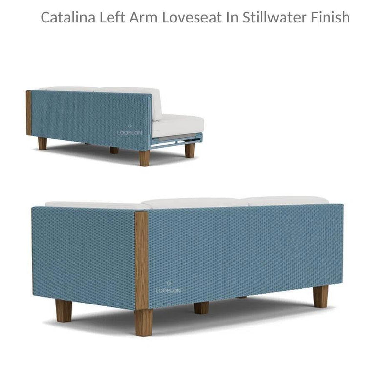 Catalina Left Arm Loveseat Sectional All Weather Wicker Furniture Outdoor Modulars LOOMLAN By Lloyd Flanders