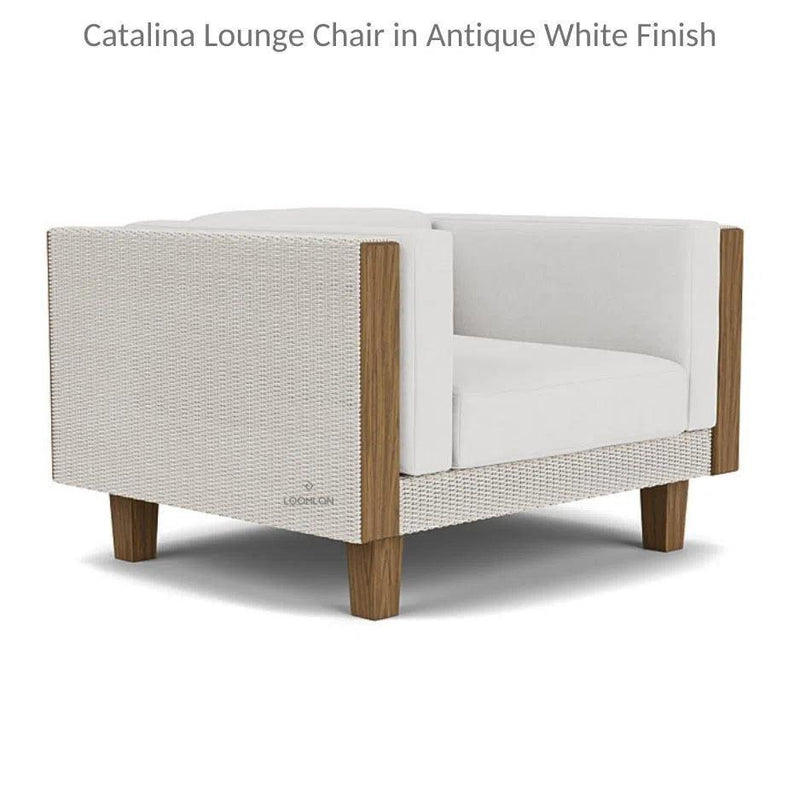 Catalina Lounge Chair All Weather Wicker and Teak Wood Made in USA Outdoor Lounge Chairs LOOMLAN By Lloyd Flanders