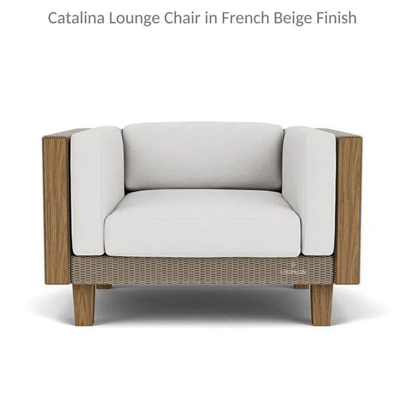 Catalina Lounge Chair All Weather Wicker and Teak Wood Made in USA Outdoor Lounge Chairs LOOMLAN By Lloyd Flanders