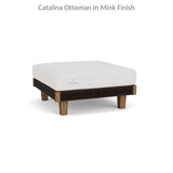 Catalina Ottoman All Weather Wicker and Teak Wood Made in USA Outdoor Ottomans LOOMLAN By Lloyd Flanders