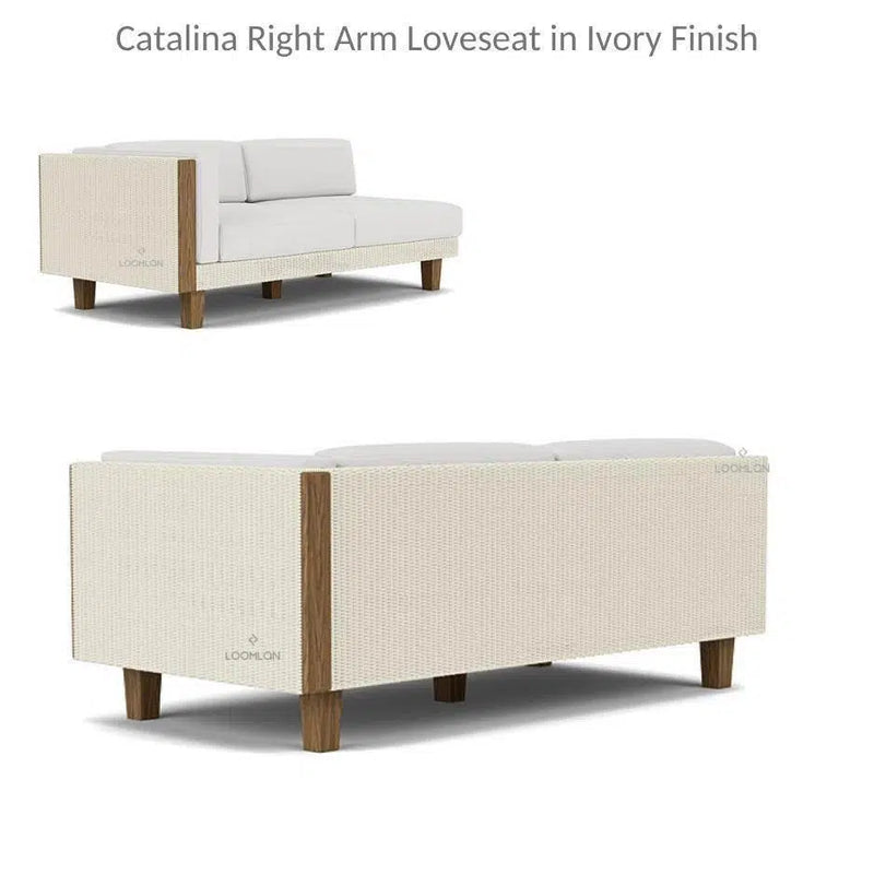 Catalina Right Arm Loveseat Sectional All Weather Wicker Furniture Outdoor Modulars LOOMLAN By Lloyd Flanders