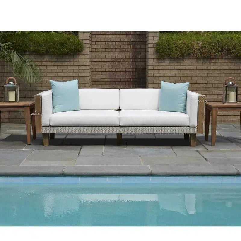 Catalina Sofa All Weather Wicker and Teak Furniture Made in USA Outdoor Sofas & Loveseats LOOMLAN By Lloyd Flanders