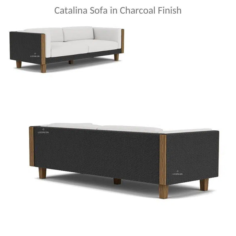 Catalina Sofa All Weather Wicker and Teak Furniture Made in USA Outdoor Sofas & Loveseats LOOMLAN By Lloyd Flanders