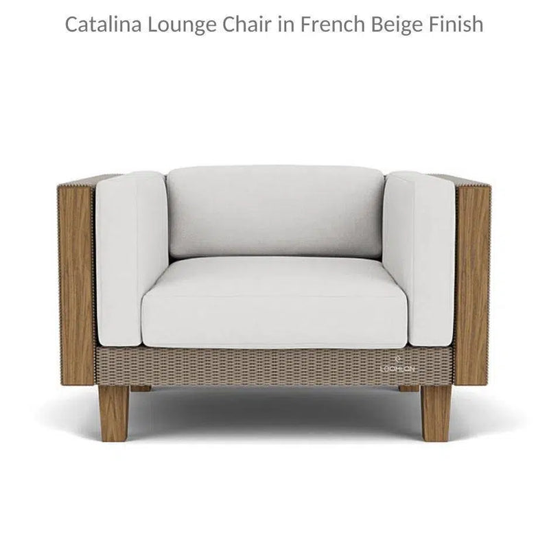 Catalina Wicker Lounge Chair With Ottoman and Teak Table Lloyd Flanders Outdoor Lounge Sets LOOMLAN By Lloyd Flanders