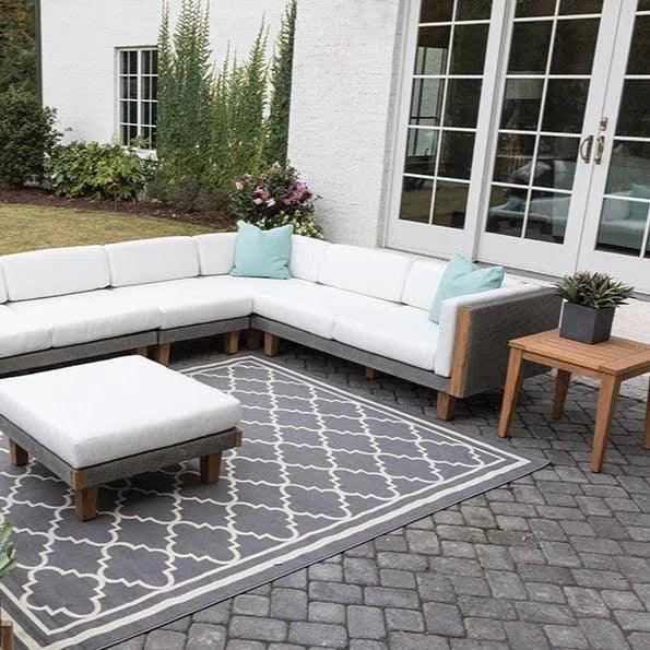 Catalina Wicker Sectional With Ottoman and End Table Patio Set Outdoor Lounge Sets LOOMLAN By Lloyd Flanders