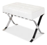 Catalunya Bench White Leather Silver Frame Bedroom Benches LOOMLAN By Sarreid