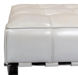 Catalunya Bench White Leather Silver Frame Bedroom Benches LOOMLAN By Sarreid