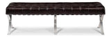 Catalunya Leather and Stainless Steel Dark Brown Long Bench Bedroom Benches LOOMLAN By Sarreid