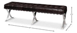 Catalunya Leather and Stainless Steel Dark Brown Long Bench Bedroom Benches LOOMLAN By Sarreid