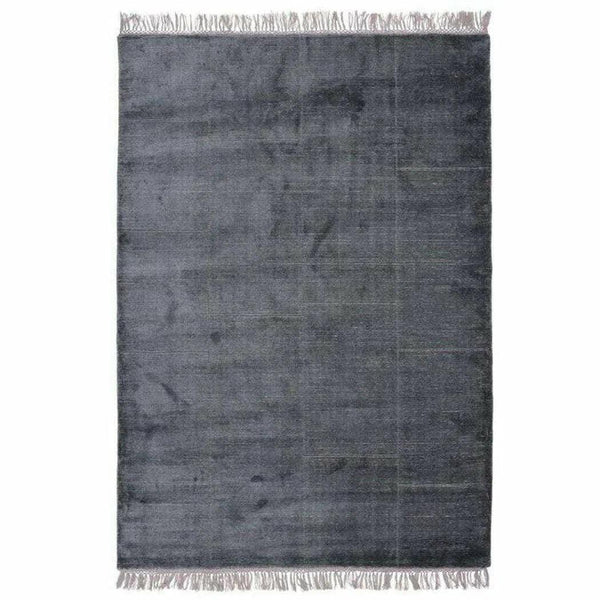 Catania Midnight Black Grey Solid Handmade Wool Rug Area Rugs LOOMLAN By Linie Design