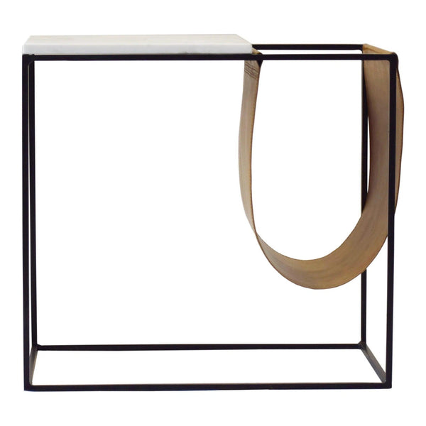 Cave White Marble and Iron Magazine Rack Side Tables LOOMLAN By Moe's Home