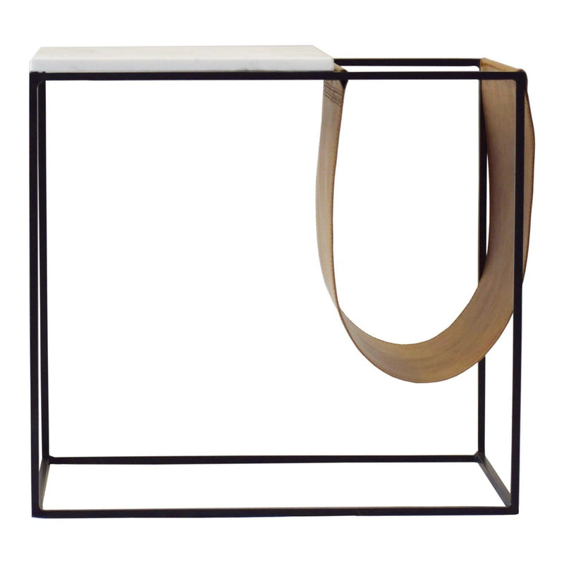 Cave White Marble and Iron Magazine Rack Side Tables LOOMLAN By Moe's Home