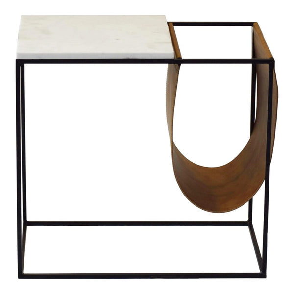 Cave White Marble and Iron Magazine Rack Side Tables LOOMLAN By Moe's Home