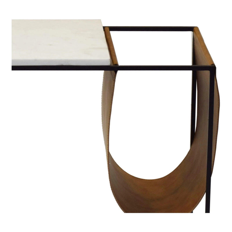 Cave White Marble and Iron Magazine Rack Side Tables LOOMLAN By Moe's Home