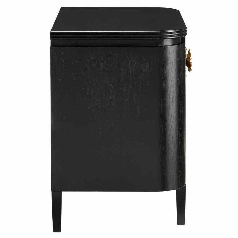 Caviar Black Antique Brass Briallen Black Small Accent Cabinet Accent Cabinets LOOMLAN By Currey & Co