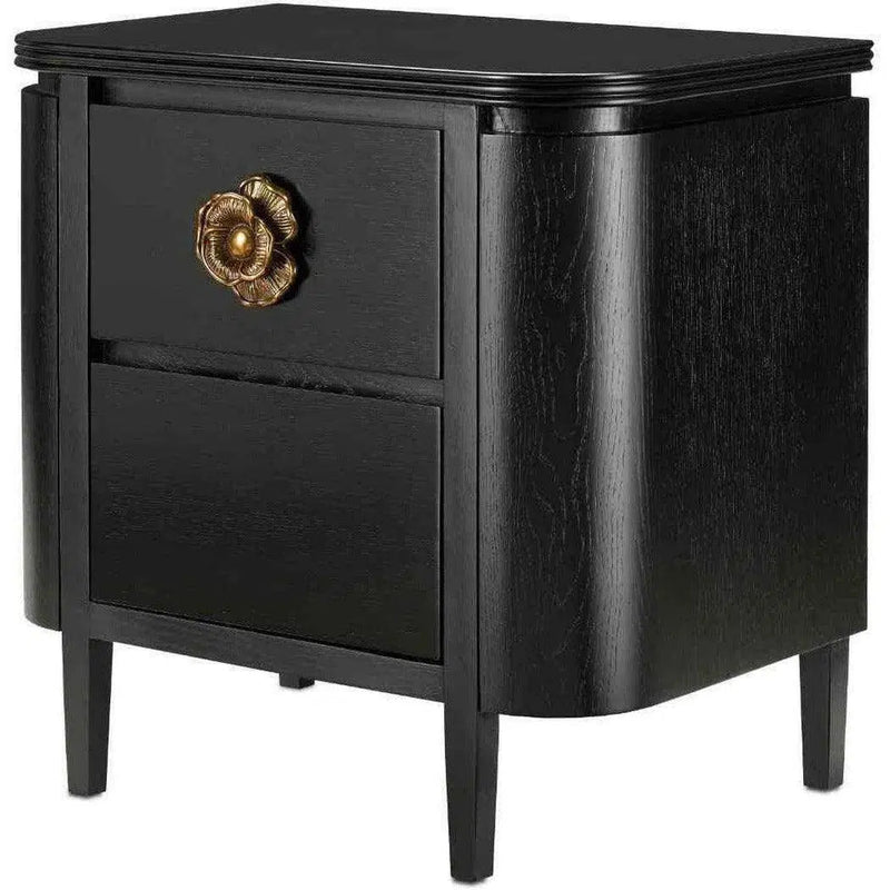 Caviar Black Antique Brass Briallen Black Small Accent Cabinet Accent Cabinets LOOMLAN By Currey & Co